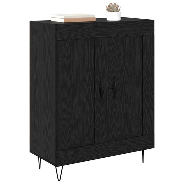 vidaXL Buffet Ch&ecirc;ne noir 69,5 x 34 x 90 cm Bois d'ing&eacute;nierie et fer