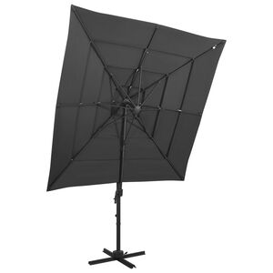 vidaXL Parasol de jardin &agrave; 4 niveaux avec m&acirc;t en aluminium anthracite