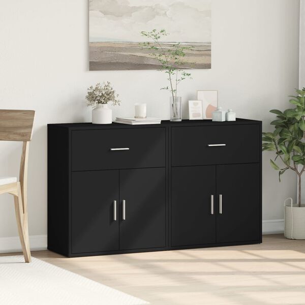 vidaXL Buffets 2 pcs noir 60x31x70 cm bois d'ingénierie