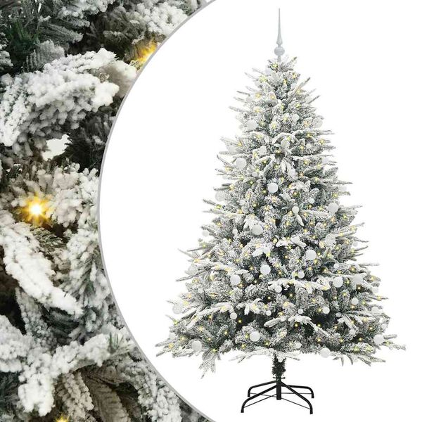 vidaXL Arbre de No&euml;l artificiel pr&eacute;-&eacute;clair&eacute; avec ensemble de boules