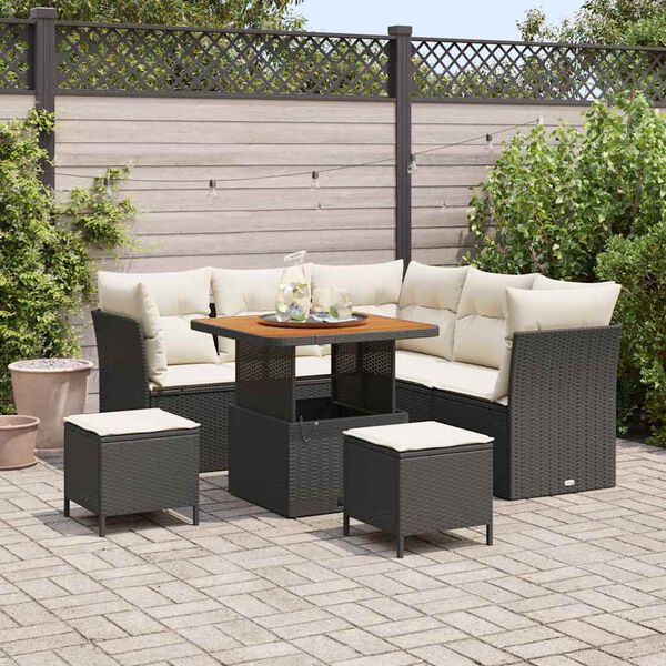vidaXL Ensemble de canapé de jardin 8 pcs Noir polyrotin