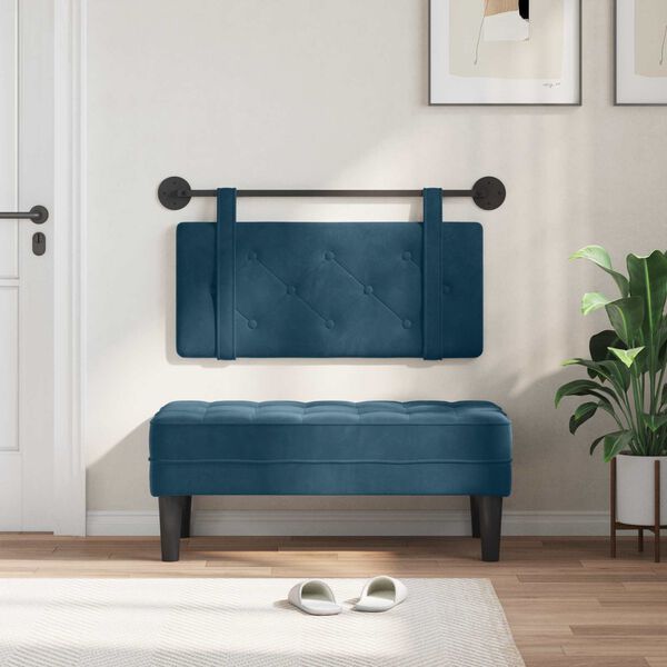 vidaXL T&ecirc;te de lit suspendue Montage mural Bleu 90 x 55 x 5 cm Velours