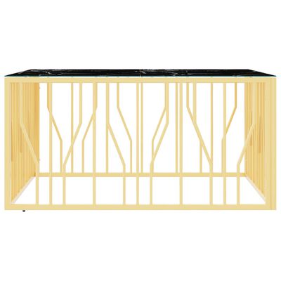 vidaXL Table basse doré 100x100x50 cm acier inoxydable et verre