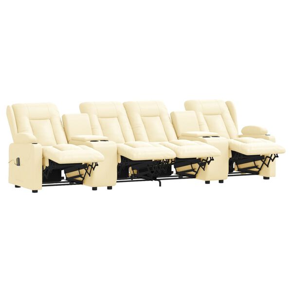 vidaXL Fauteuil inclinable et porte-gobelets 4 places crème similicuir