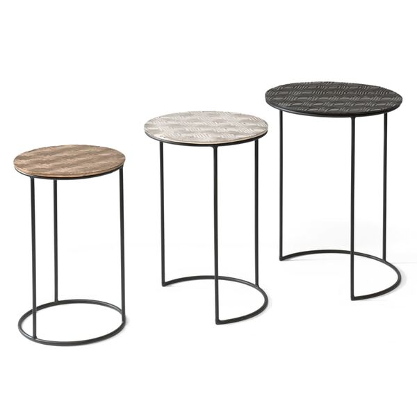 Rousseau Ensemble de tables d'appoint 3 pcs Tiziano M&eacute;tal Multicolore
