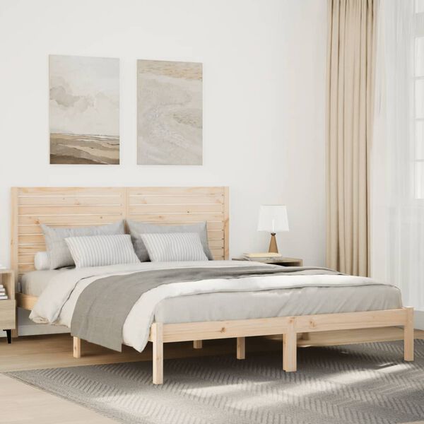 vidaXL Cadre de lit extra long sans matelas 140x210 cm bois massif