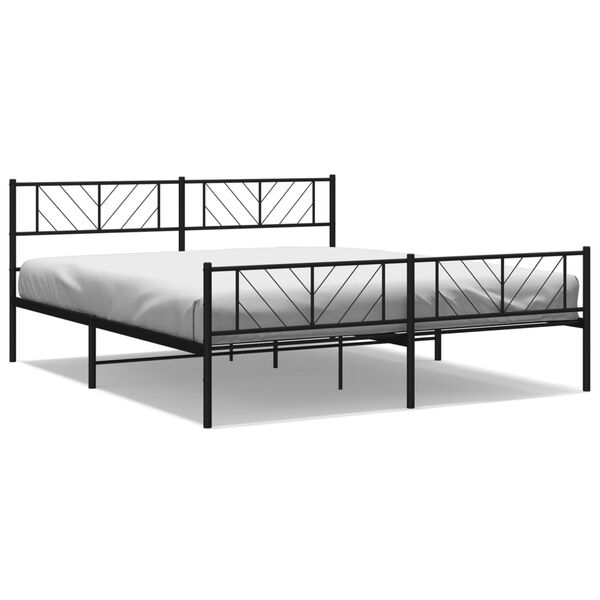 vidaXL Cadre de lit m&eacute;tal sans matelas avec pied de lit noir 200x200cm