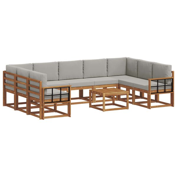 vidaXL Ensemble de canap&eacute;s d'ext&eacute;rieur 10 pcs Gris Naturel et Clair