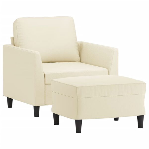 vidaXL Fauteuil avec repose-pied Crème 60 cm Similicuir
