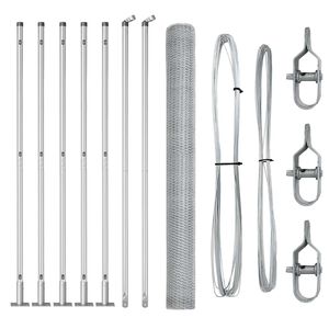 vidaXL Cl&ocirc;ture hexagonale avec base en b&eacute;ton 10 x 1,4 m Argent&eacute; Maille