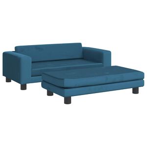vidaXL Canap&eacute; avec repose-pied pour enfants bleu 100x50x30 cm velours