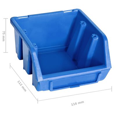 vidaXL Kit de bacs de stockage et panneaux muraux 128 pcs Bleu et noir