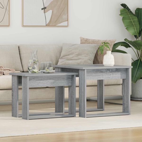 vidaXL Ensemble de tables basses 2 pcs Gris Sonoma Bois d'ing&eacute;nierie