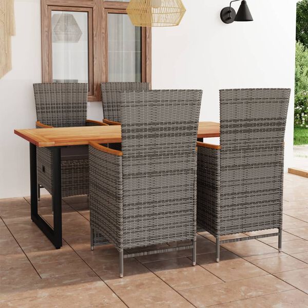 vidaXL Ensemble &agrave; manger de jardin avec coussins 5 pcs r&eacute;sine tress&eacute;e