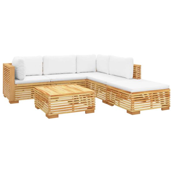vidaXL Salon de jardin 6 pcs avec coussins Bois de teck solide