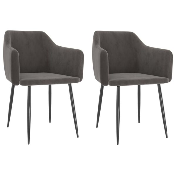 vidaXL Chaises &agrave; manger lot de 2 Gris fonc&eacute; Velours