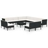 vidaXL Salon de jardin 14 pcs avec coussins R&eacute;sine tress&eacute;e Noir