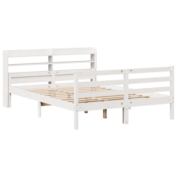 vidaXL Cadre de lit et t&ecirc;te de lit sans matelas blanc 135x190 cm