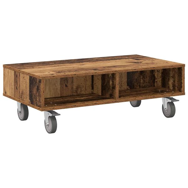 vidaXL Table d'appoint avec roues Bois ancien 90 x 50 x 30 cm