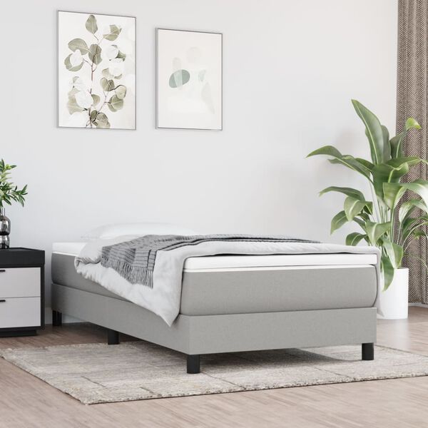 vidaXL Matelas de lit &agrave; ressorts ensach&eacute;s fermet&eacute; moyenne Gris clair 90x190x20cm Tissu