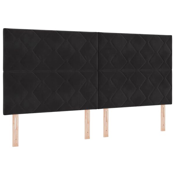 vidaXL T&ecirc;te de lit avec t&ecirc;te de lit Noir 200 cm Velours