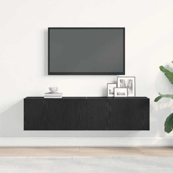 vidaXL Meuble TV ch&ecirc;ne noir 120x30x30,5 cm bois d'ing&eacute;nierie