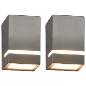 vidaXL Appliques murales d'ext&eacute;rieur 2 pcs 35 W Argent&eacute; Rectangulaire