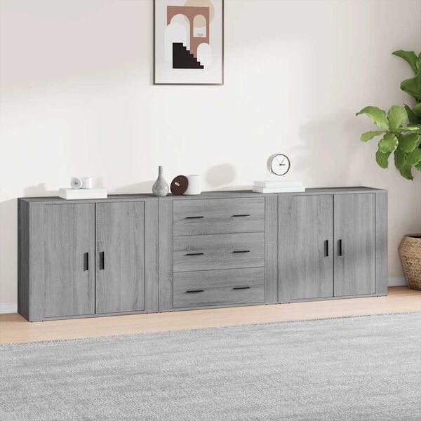 vidaXL Buffets 3 pcs Sonoma gris Bois d'ing&eacute;nierie