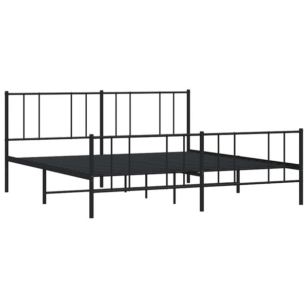 vidaXL Cadre de lit métal sans matelas avec pied de lit noir 183x213cm