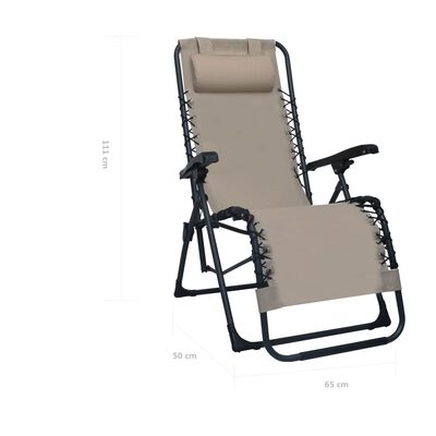 vidaXL Chaise pliable de terrasse Taupe Textilène