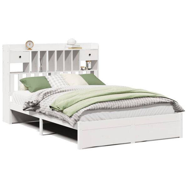vidaXL Lit biblioth&egrave;que sans matelas blanc 140x200 cm bois pin massif