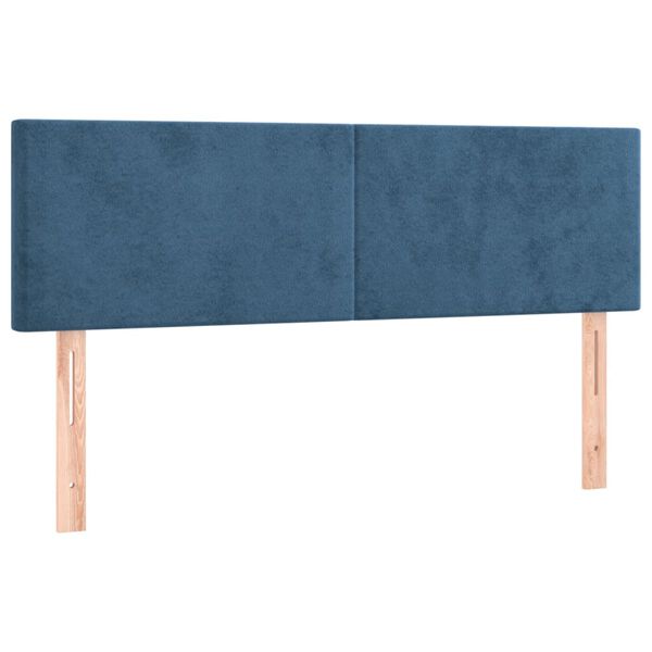 vidaXL T&ecirc;te de lit &agrave; LED Bleu fonc&eacute; 144x5x78/88 cm Velours