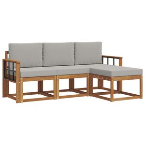 vidaXL Ensemble de canap&eacute;s d'ext&eacute;rieur 4 pcs Gris Naturel et Clair