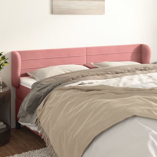 vidaXL T&ecirc;te de lit avec oreilles Rose 163x23x78/88 cm Velours