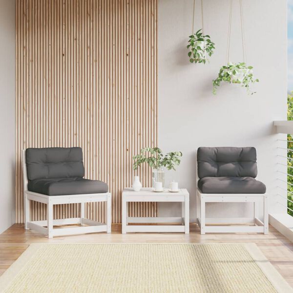 vidaXL Canapés de jardin avec coussins 2pcs blanc bois de pin massif