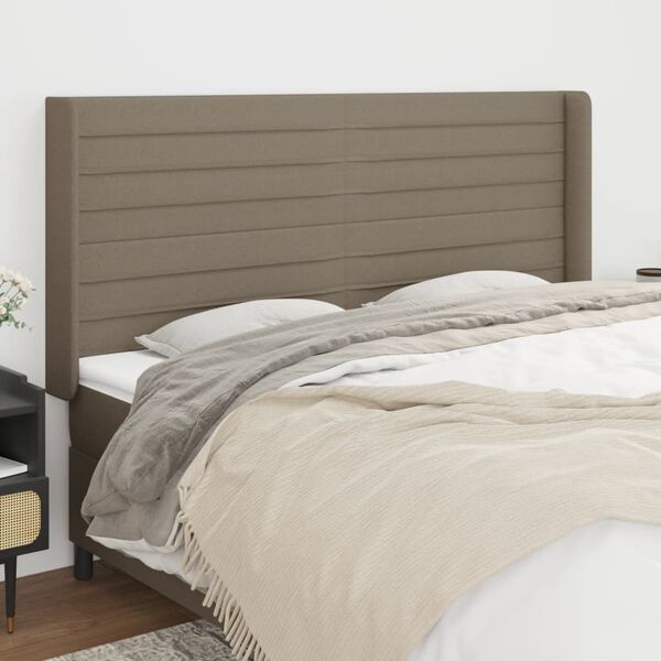 vidaXL T&ecirc;te de lit avec oreilles Taupe 203x16x118/128 cm Tissu