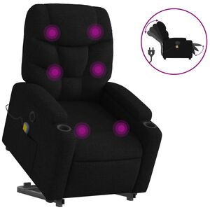 vidaXL Fauteuil inclinable de massage &eacute;lectrique Noir Tissu