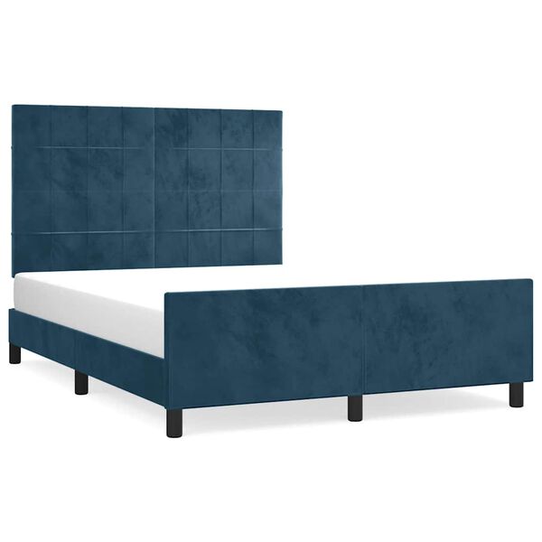 vidaXL Cadre de lit sans matelas bleu fonc&eacute; 140x200 cm velours