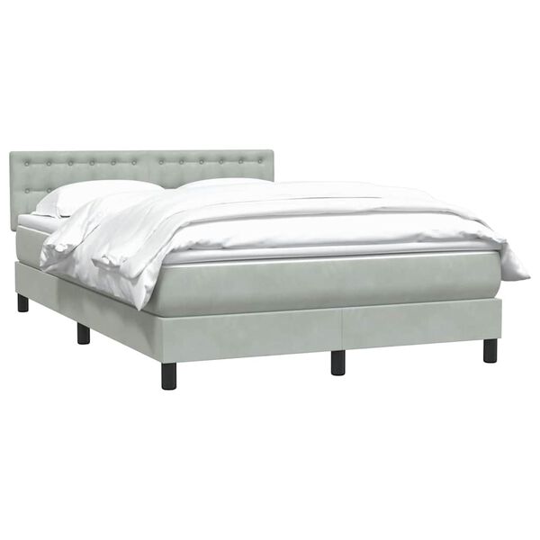 vidaXL Sommier &agrave; lattes de lit et matelas gris clair 160x220cm velours