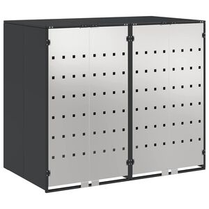 vidaXL Rangement de poubelle &agrave; roulettes pour 3 poubelles Acier