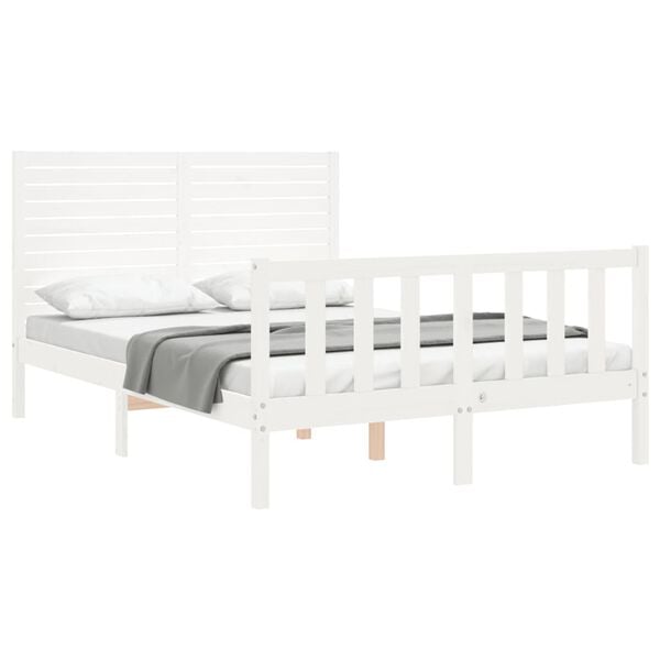 vidaXL Cadre de lit sans matelas blanc 140x190 cm bois de pin massif