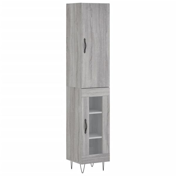 vidaXL Buffet haut Sonoma gris 34,5x34x180 cm Bois d'ing&eacute;nierie