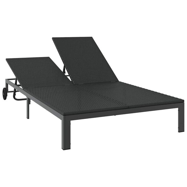 vidaXL Transat 2-personne Noir 60 x 200 x 27cm polyrotin