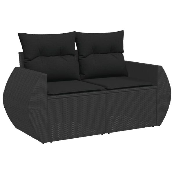 vidaXL Salon de jardin 9 pcs avec coussins noir r&eacute;sine tress&eacute;e