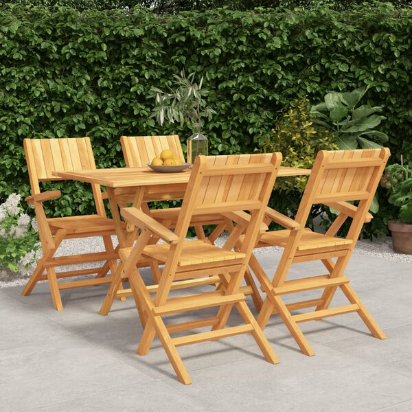 vidaXL Ensemble &agrave; manger de jardin 5 pcs Bois de teck massif