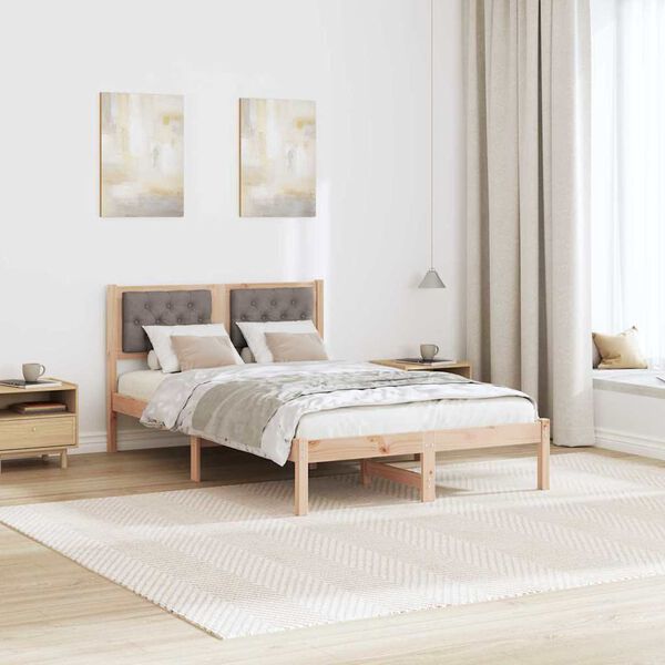 vidaXL Cadre de lit avec t&ecirc;te de lit Taupe 120 x 190 cm Pin massif
