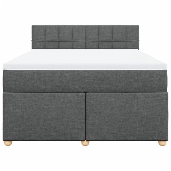 vidaXL Sommier &agrave; lattes de lit avec matelas Gris fonc&eacute; 140x200cm Tissu