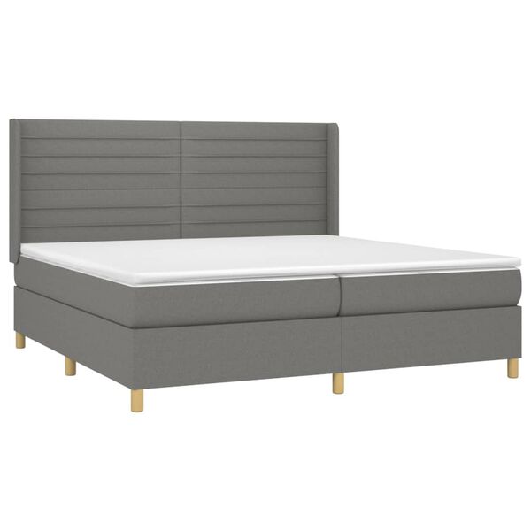 vidaXL Sommier &agrave; lattes de lit matelas LED Gris fonc&eacute; 200x200 cm Tissu