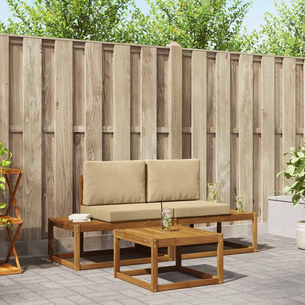 vidaXL Ensemble de canap&eacute;s d'ext&eacute;rieur avec coussin 3 pcs Naturel