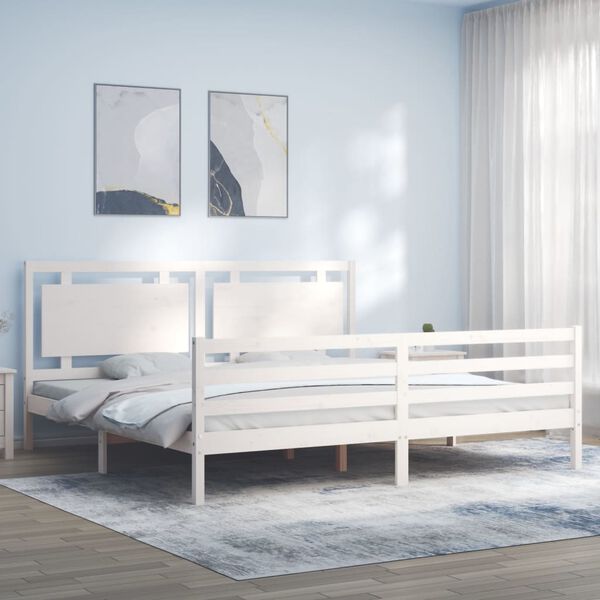 vidaXL Cadre de lit sans matelas blanc 200x200 cm bois massif
